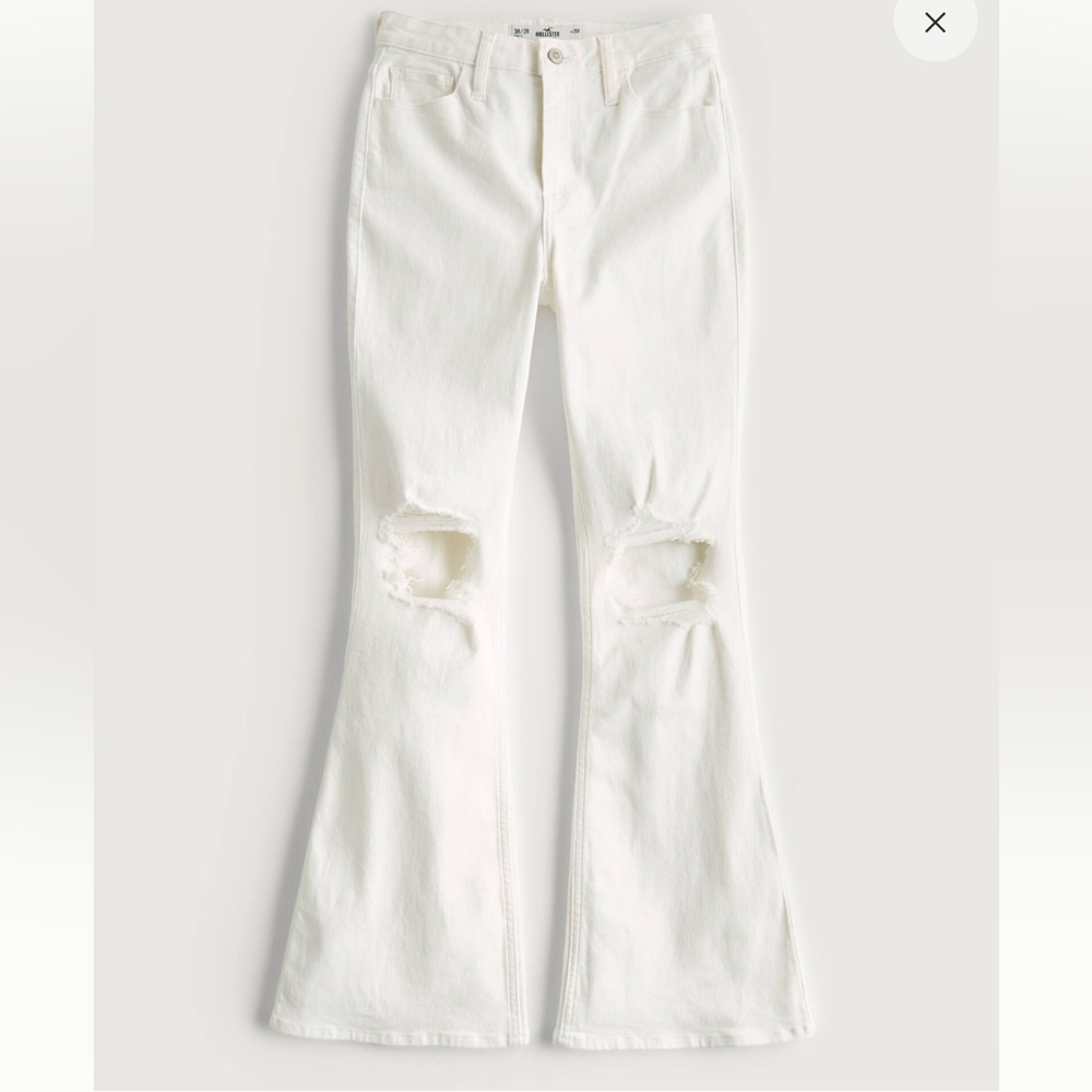 Hollister Curvy High-Rise Ripped White Flare Jeans